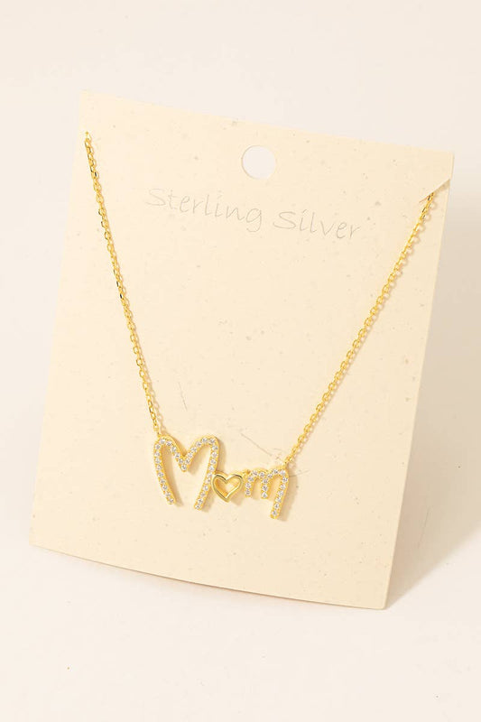 Pave Mom Pendant Necklace