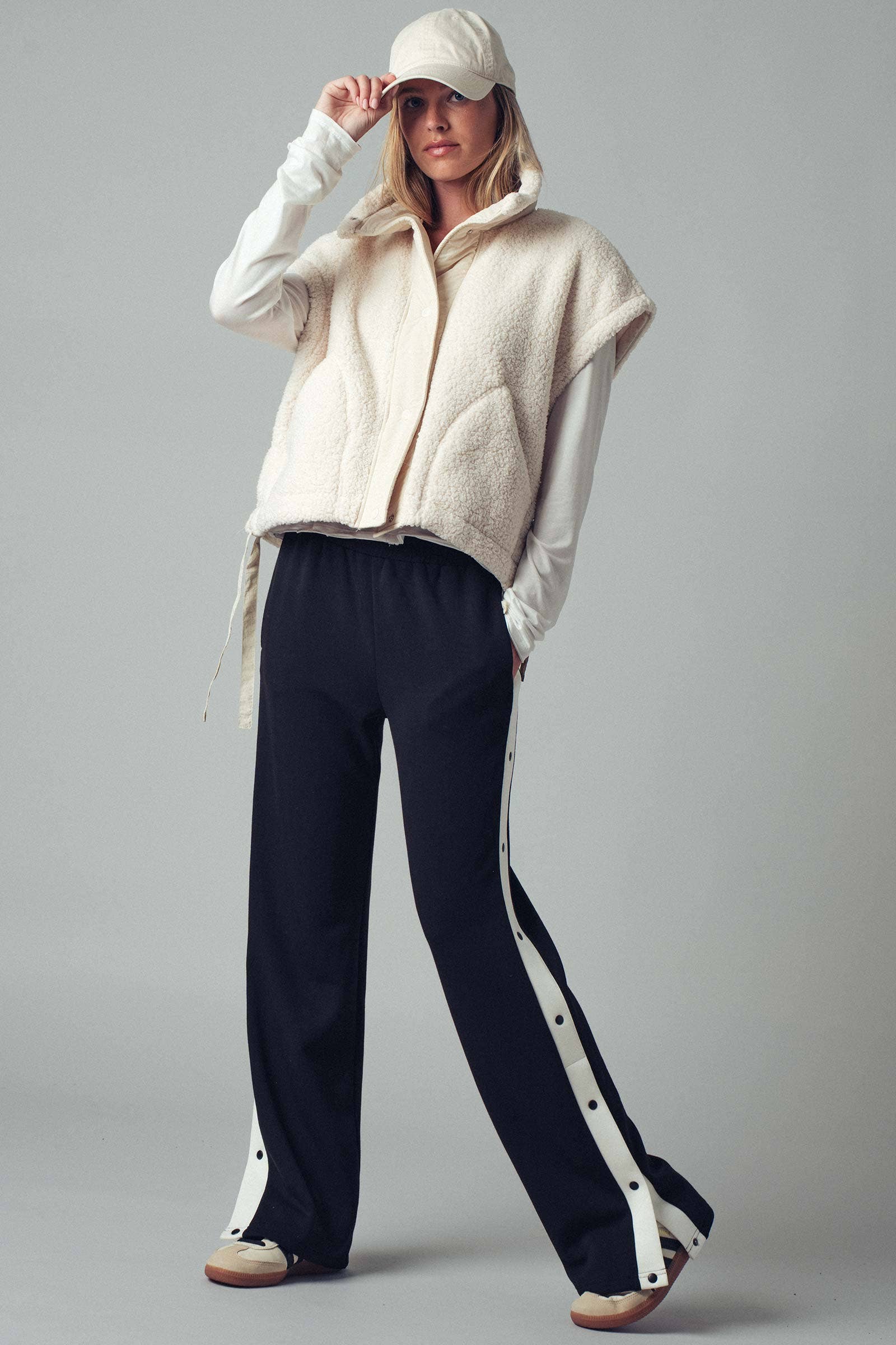 Quilted Collar Boxy Sherpa Vest Urban Daizy