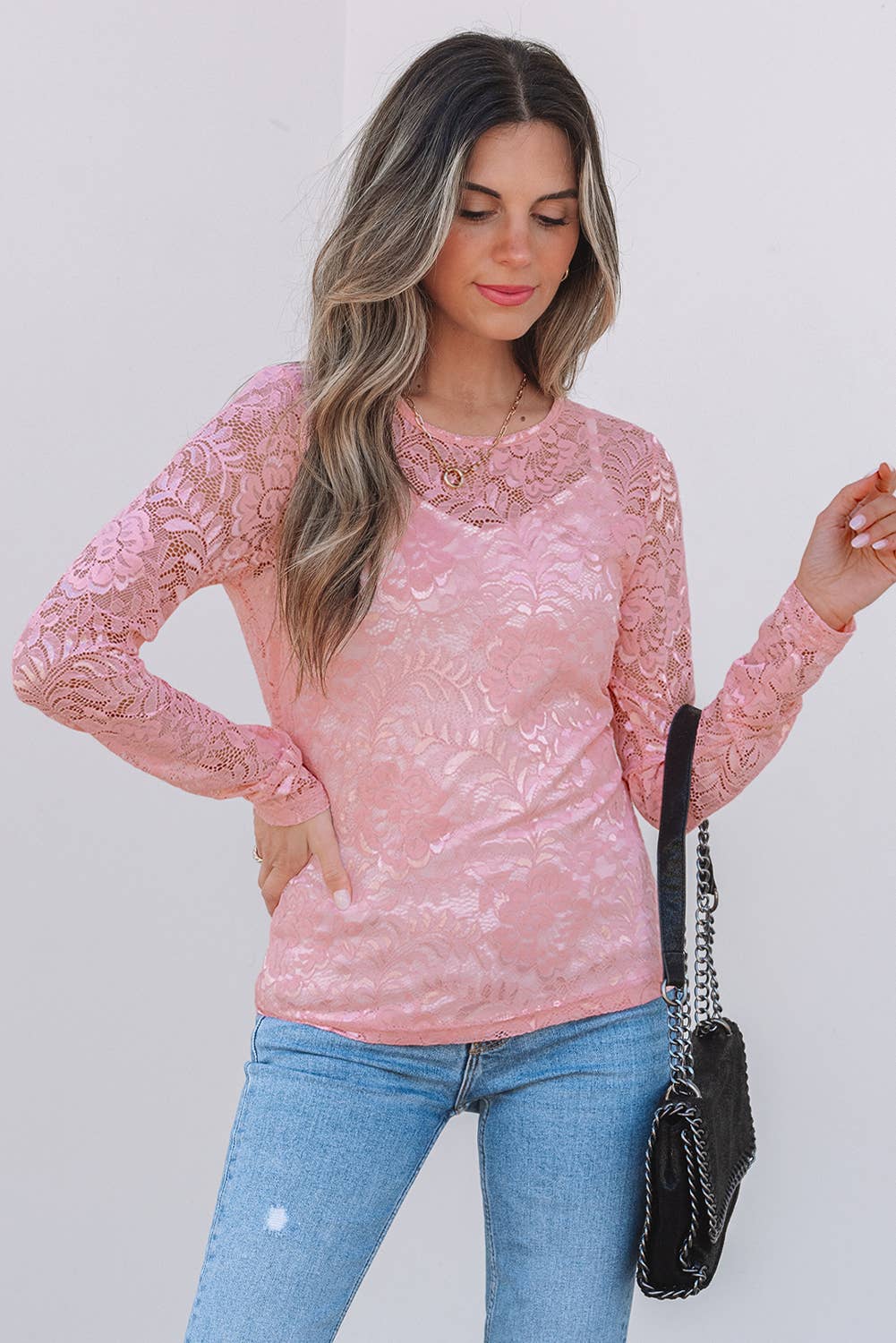 Sheer Lace Long Sleeve Top LALA LOO