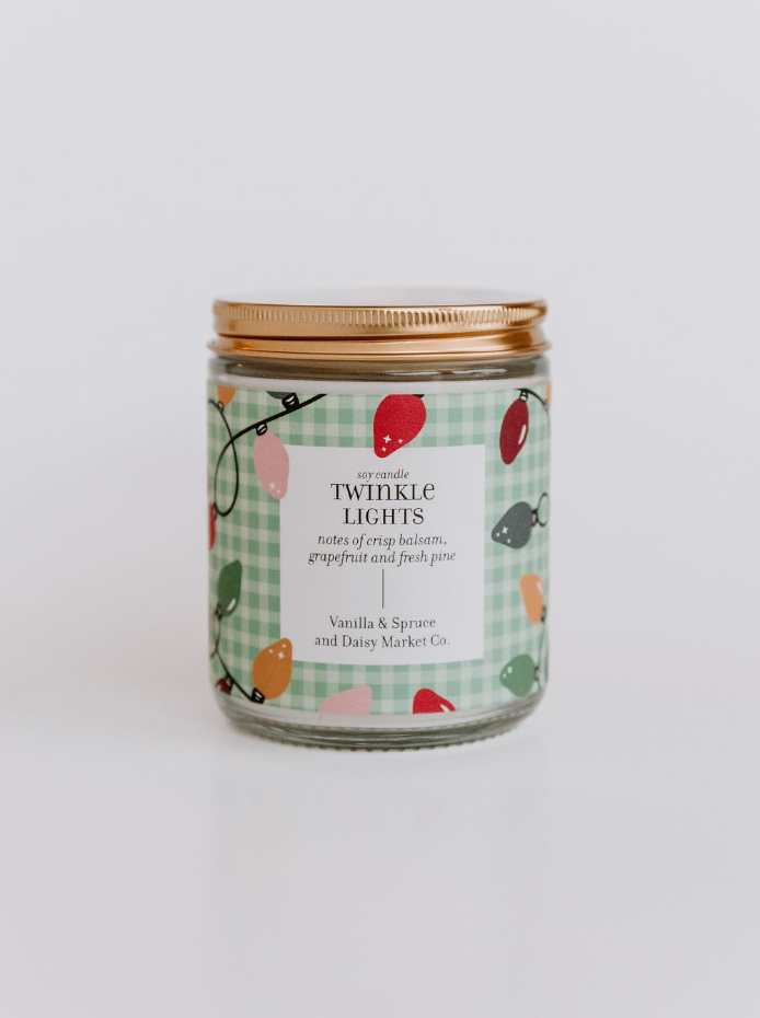 7 oz Candle - Twinkle Lights Vanilla and Spruce, LLC
