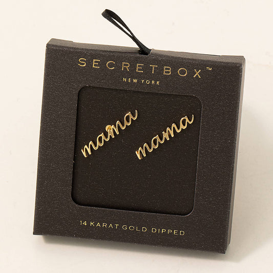 Secret Box Handwritten Mama Stud Earrings