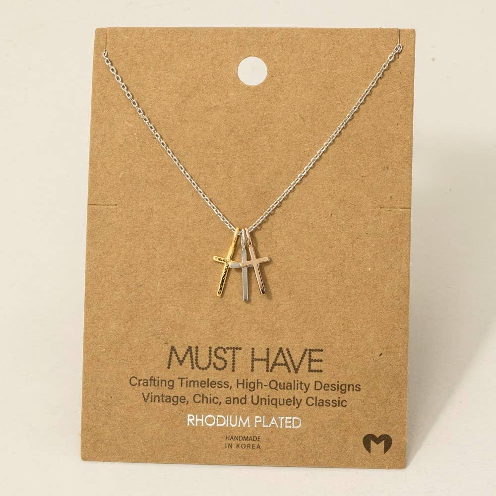 Triple Cross Pendant Necklace 926 WEST