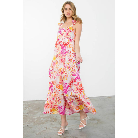 Tie Strap Floral Print Dress