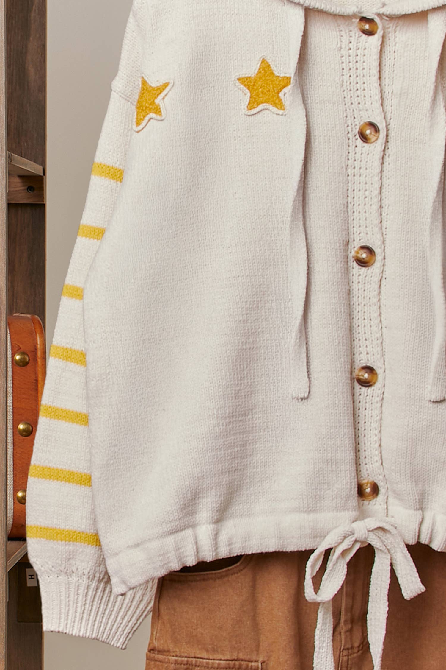 Boucle Star Stripe Hooded Cardigan Mello.