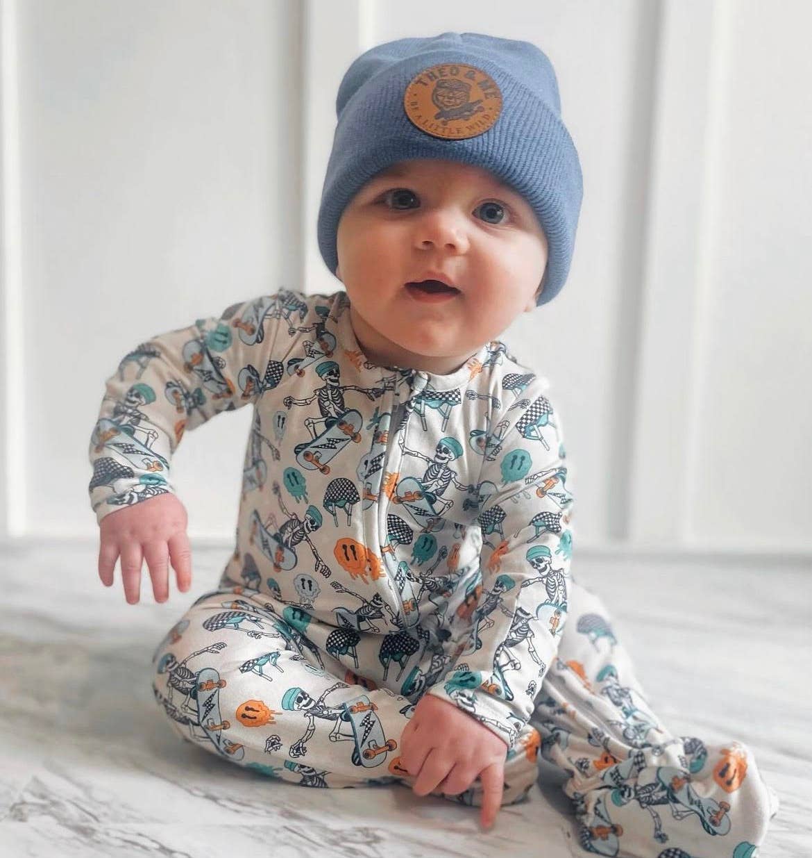 Boys Soft Sleepers Skelly Skateboard Emerson+Ivory