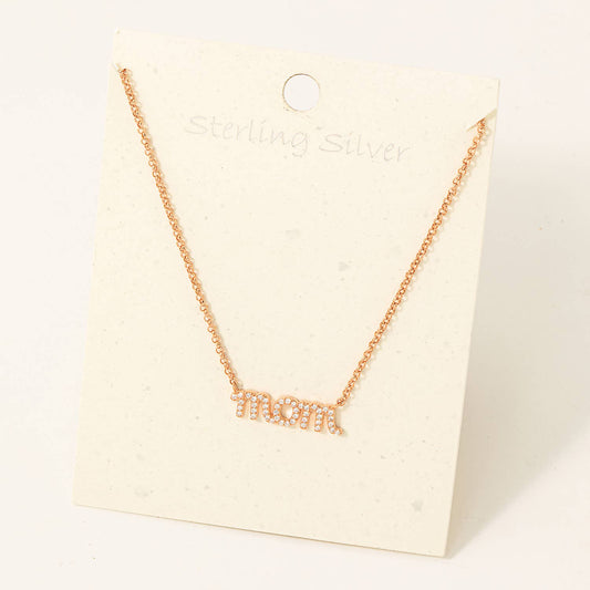 Sterling Silver Mom Pendant Necklace