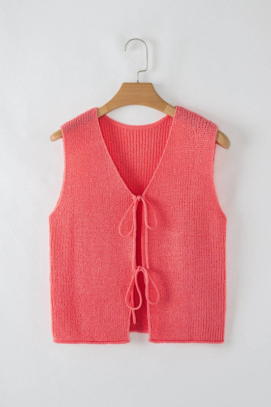 Tie Front V-Neck Summer Sweater Vest LALA LOO