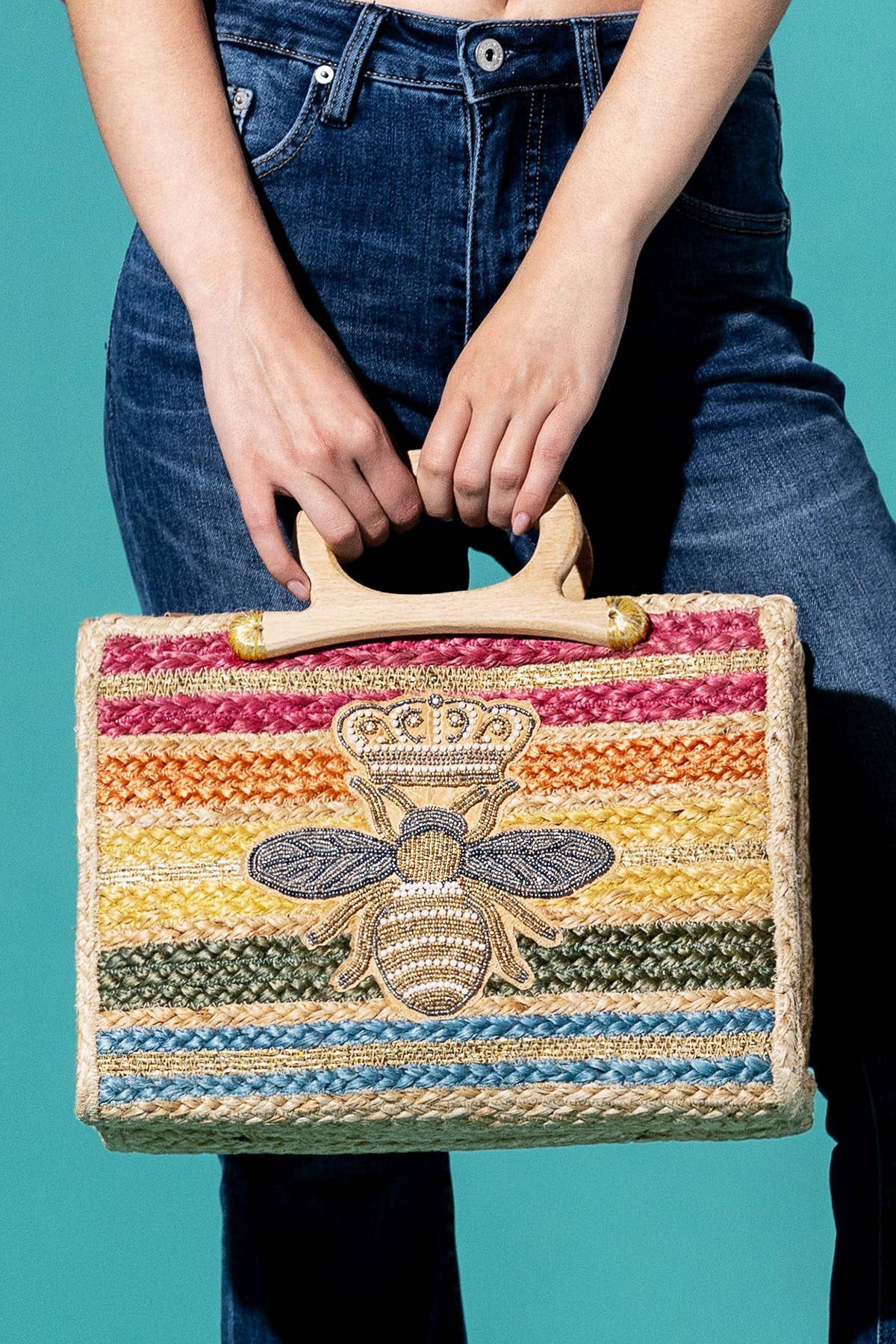 Azure-Bee Jute Tote Bag