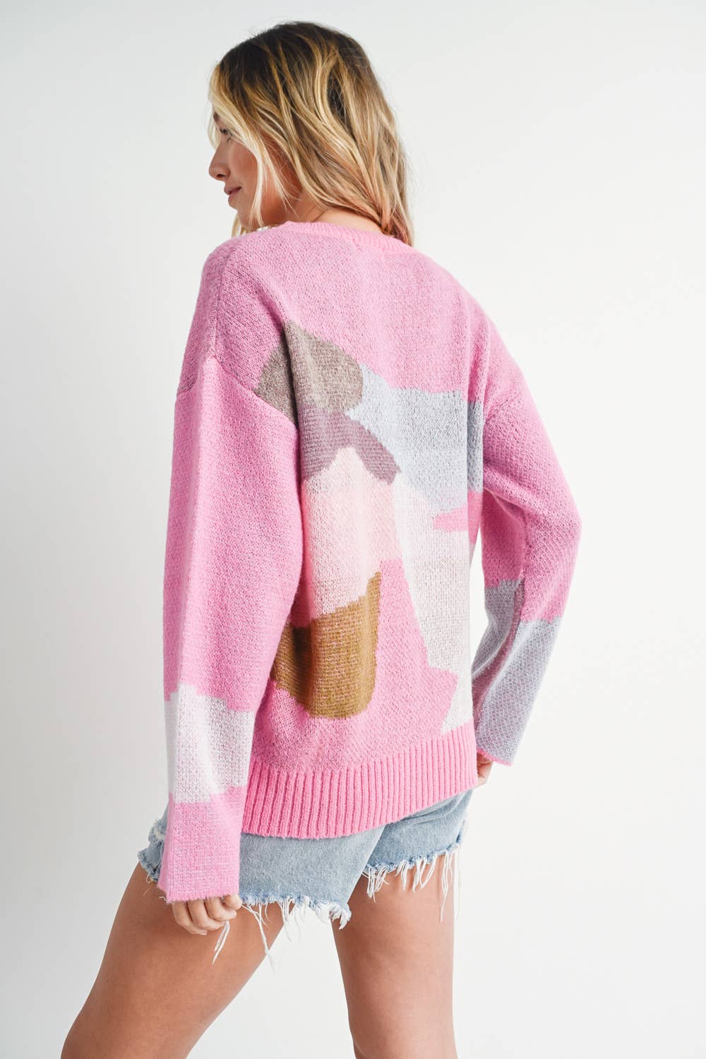 ABSTRACT KNIT SWEATER PULLOVER Bluivy