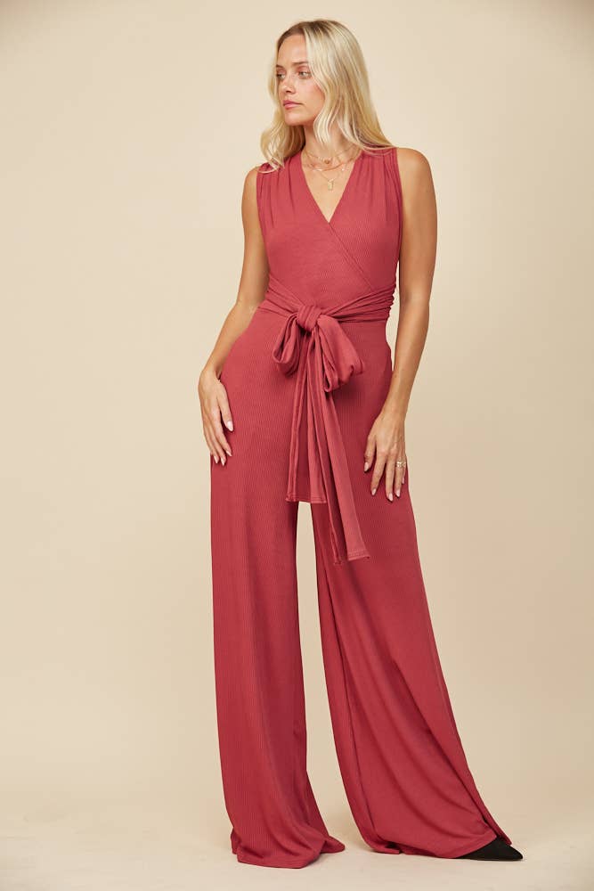 BOHO RIBBED MAGIC MULTIWEAR JUMPSUIT - MARSALA