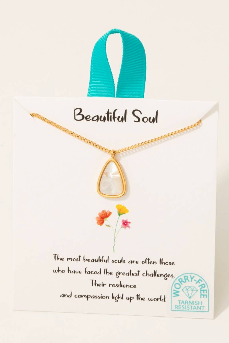 Stainless Steel Triangle Pearl Pendant Necklace