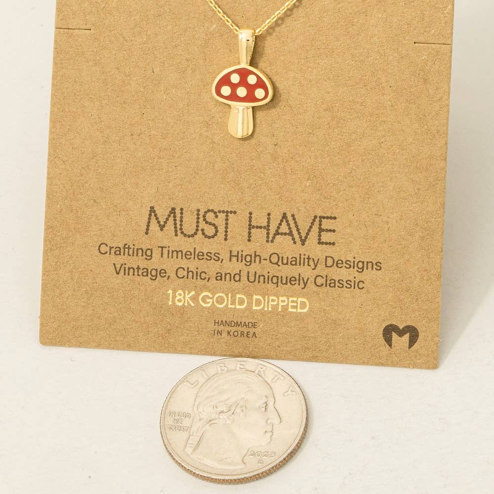 Mini Red Mushroom Pendant Dainty Necklace Fame Accessories