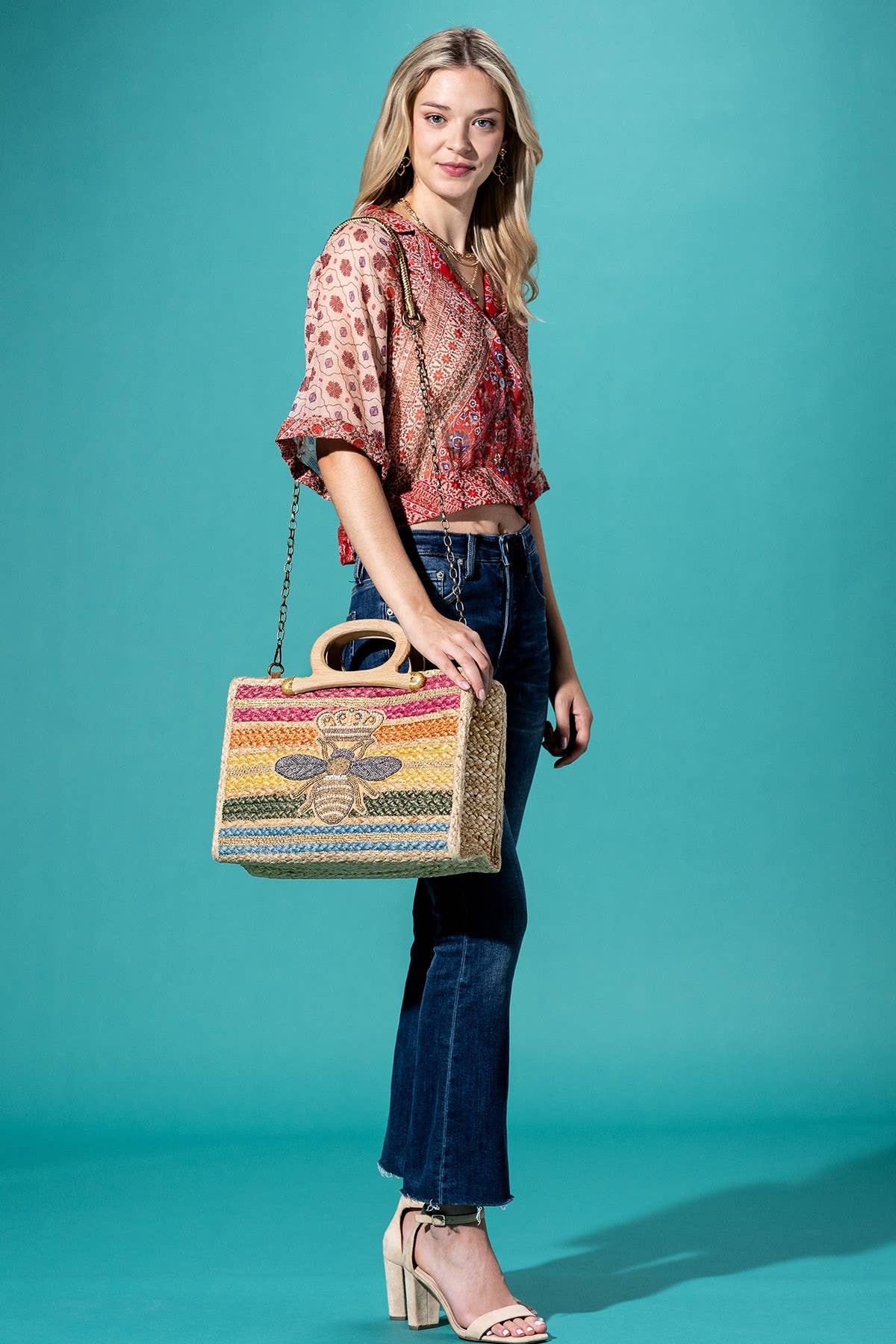 Azure-Bee Jute Tote Bag