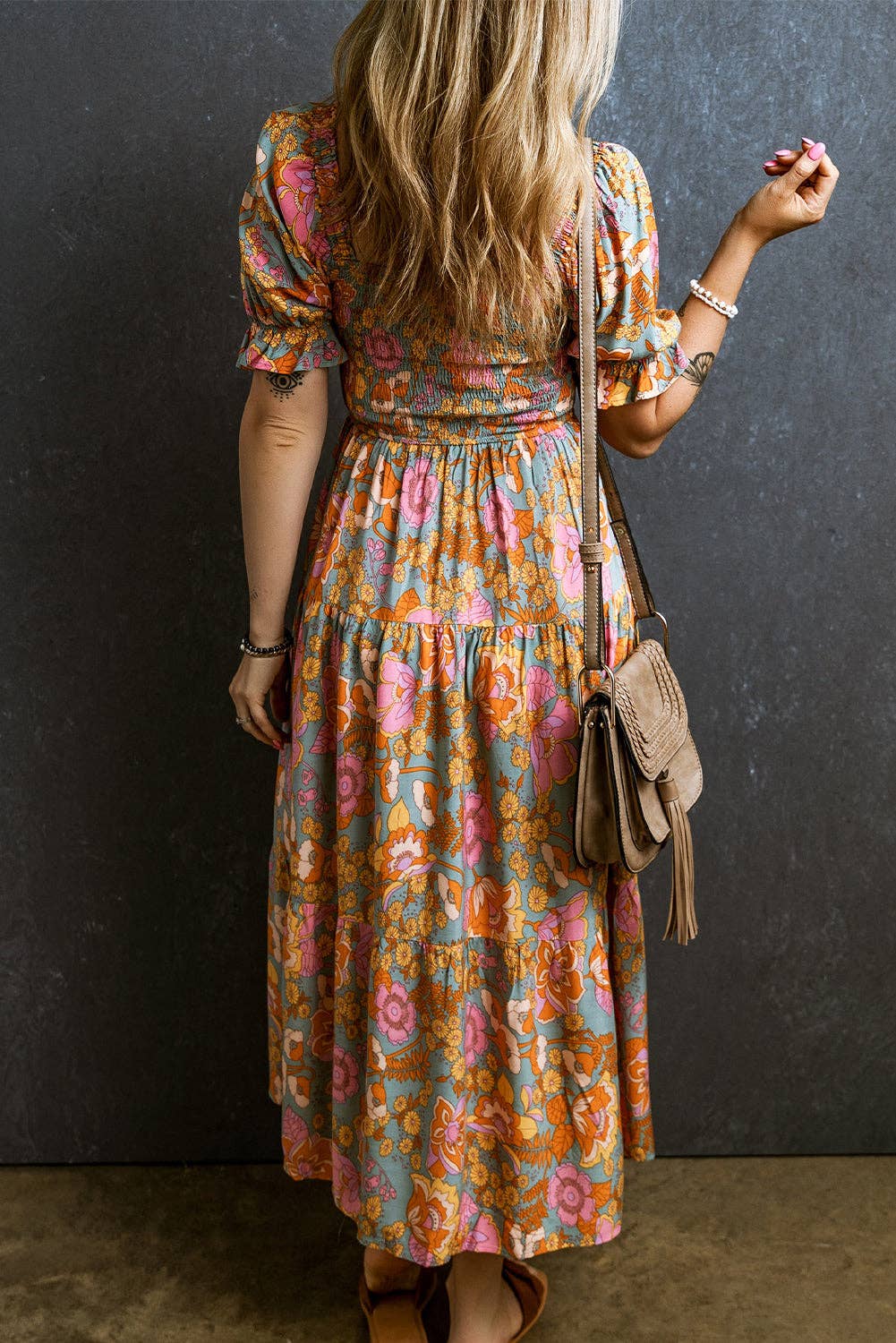 FINAL SALE- Floral Smocked Puff Sleeve Dress