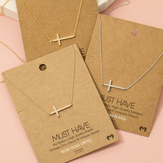 Cross Jewel Pendant Necklace Fame Accessories