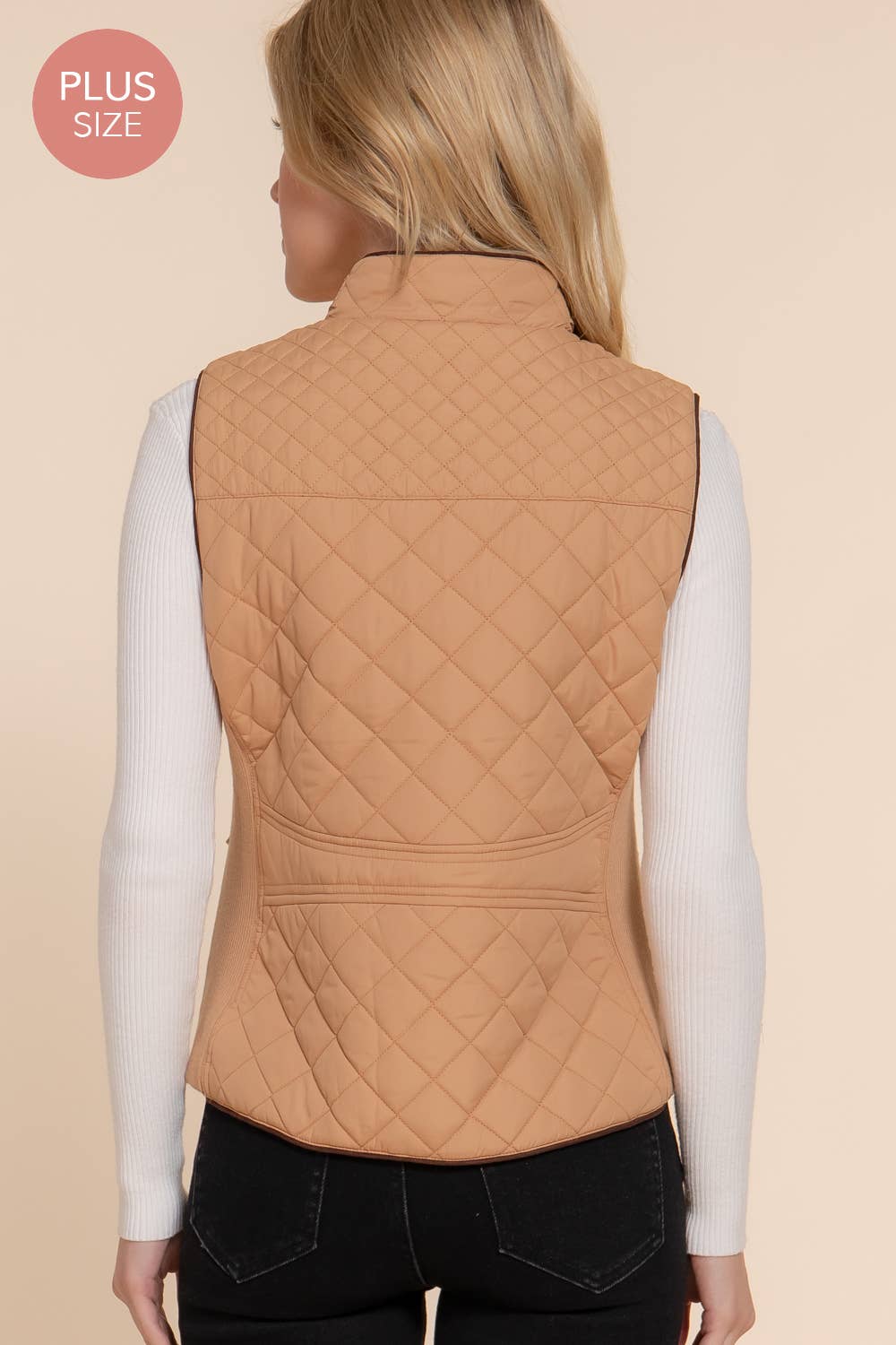 Suede Piping Quilted Padding Vest Active Basic | Active USA