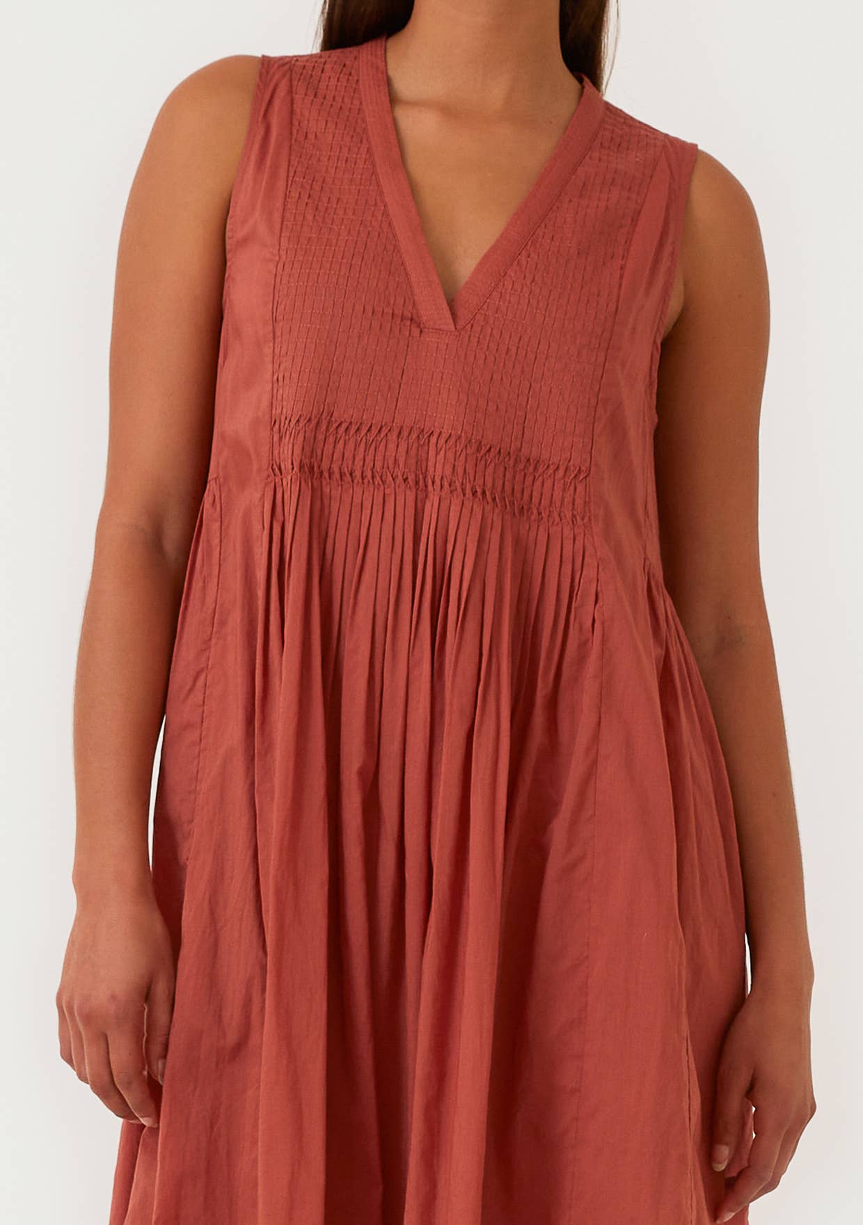FINAL SALE- Relaxed Fit Pleated V Neck Maxi Dress