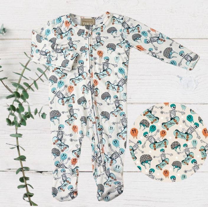 Boys Soft Sleepers Skelly Skateboard Emerson+Ivory