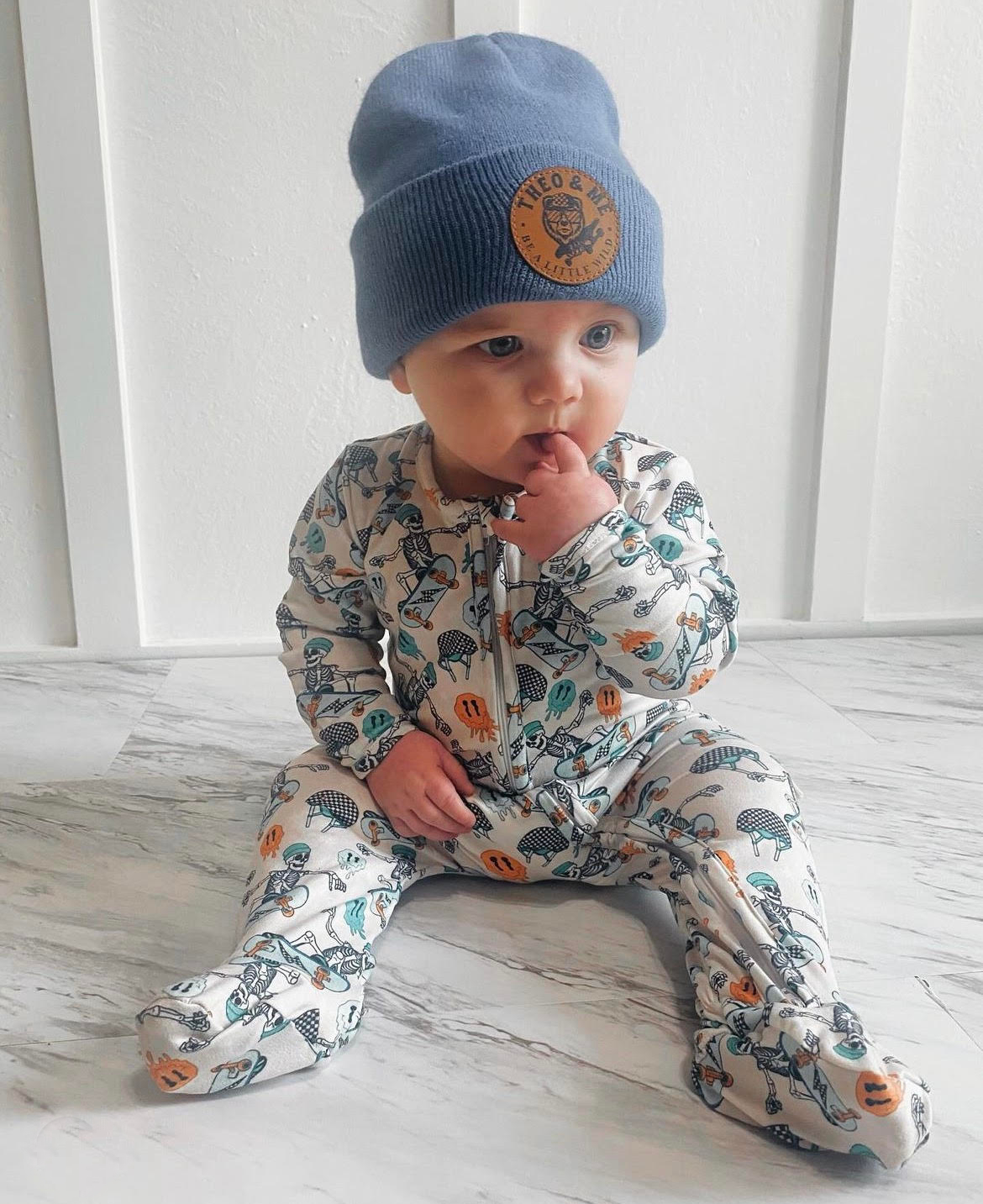 Boys Soft Sleepers Skelly Skateboard Emerson+Ivory