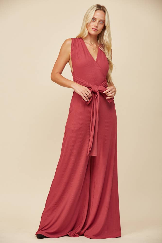BOHO RIBBED MAGIC MULTIWEAR JUMPSUIT - MARSALA