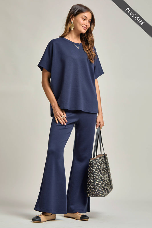 PLUS SIZE Poncho Top + Bell Bottom Modal Set Dear Scarlett