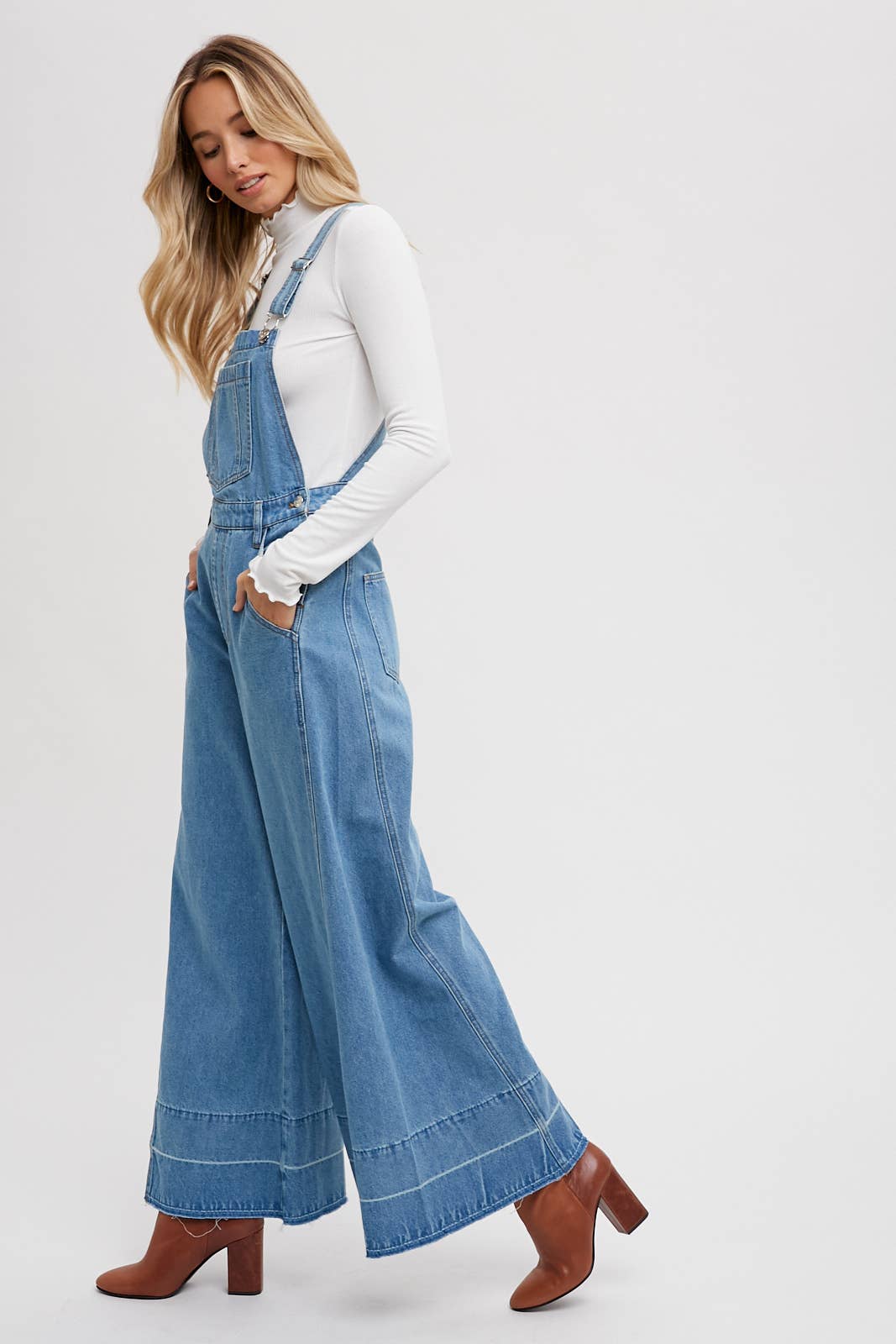 DENIM WIDE LEGS OVERALLS