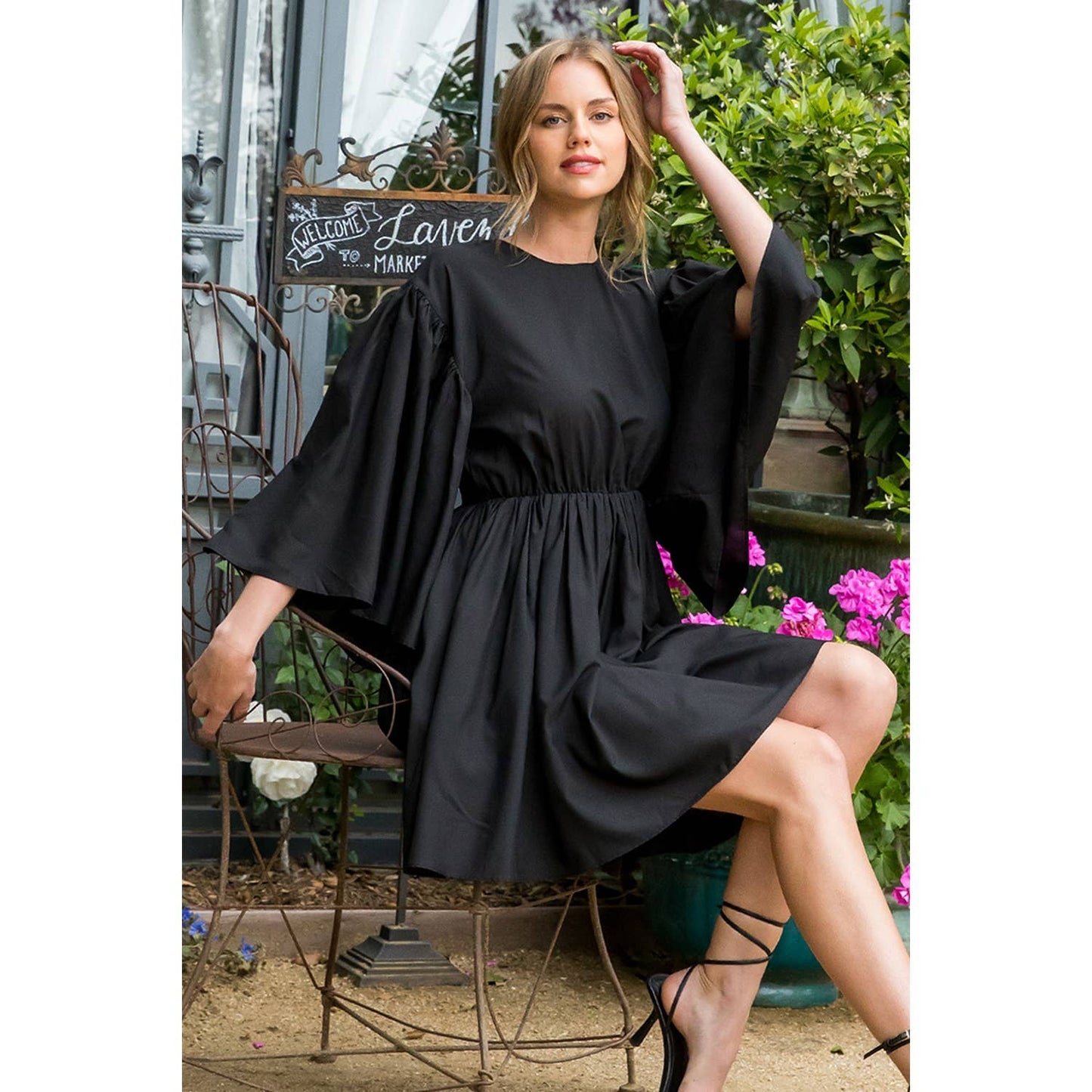 Little Black Bell Sleeve Dress