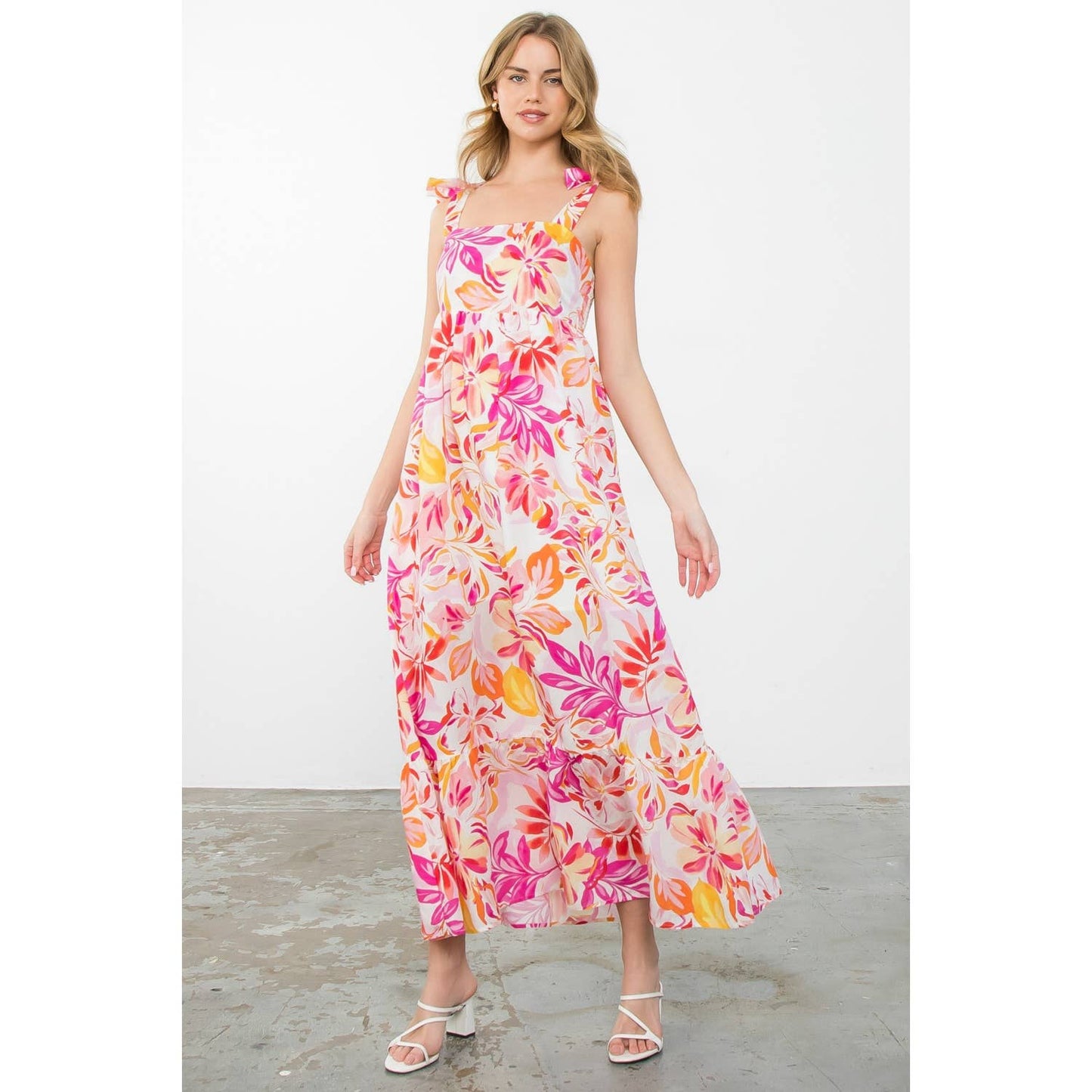 Tie Strap Floral Print Dress