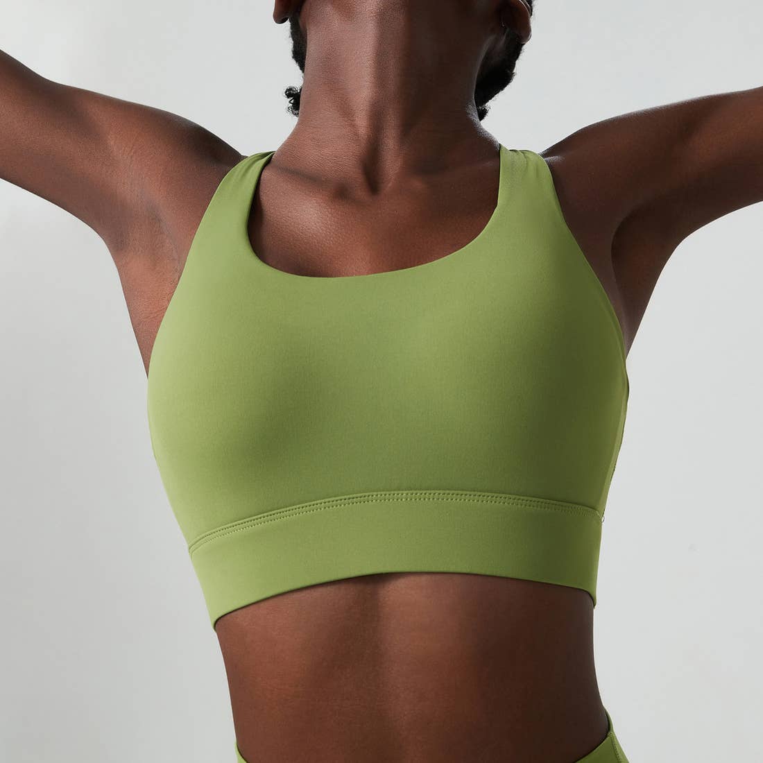 Solid Color Back Buckle High Support Fitness Sports Bra Sodalemon