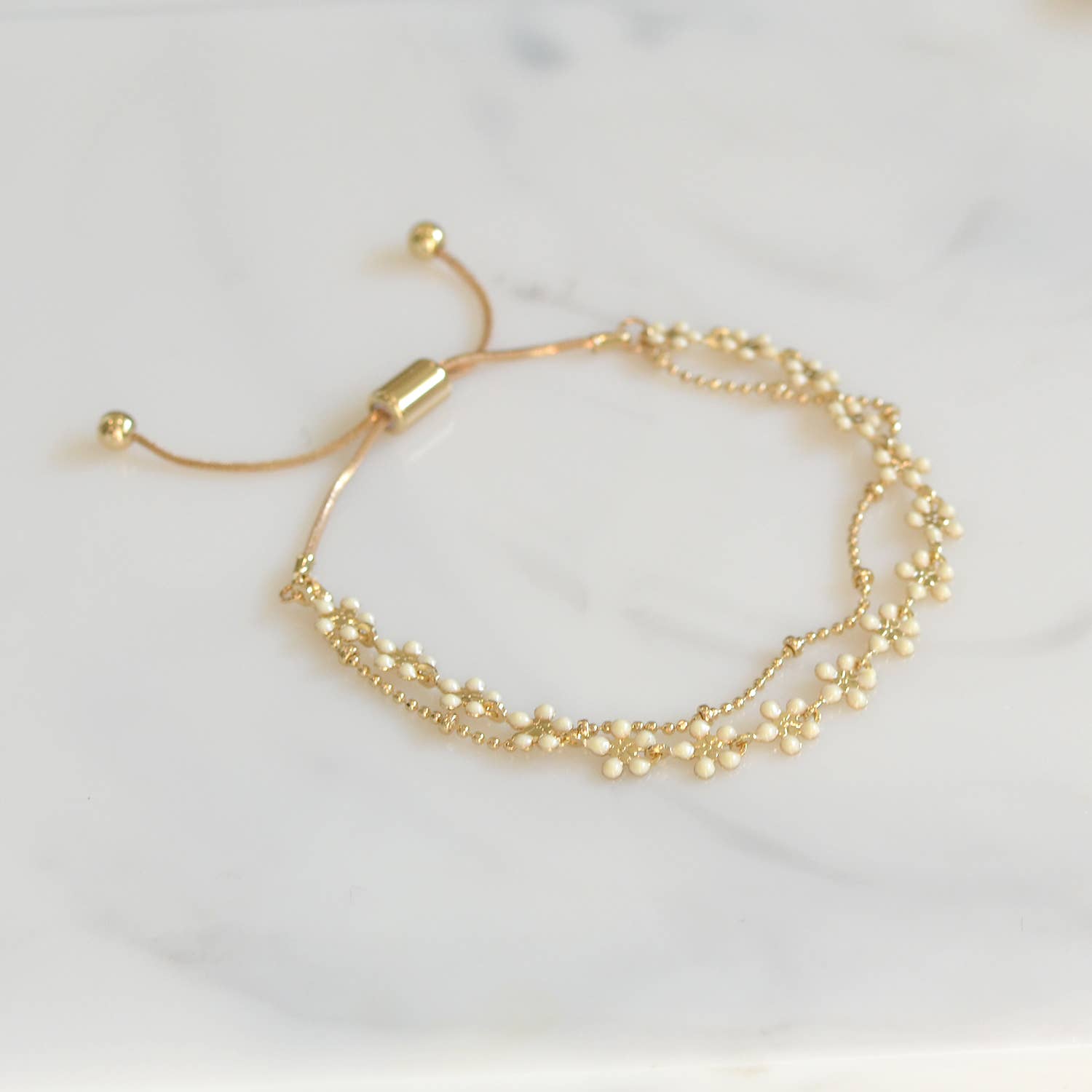 Color Epoxy Enamel Flower Adjustable Chain Bracelets StarryNYC