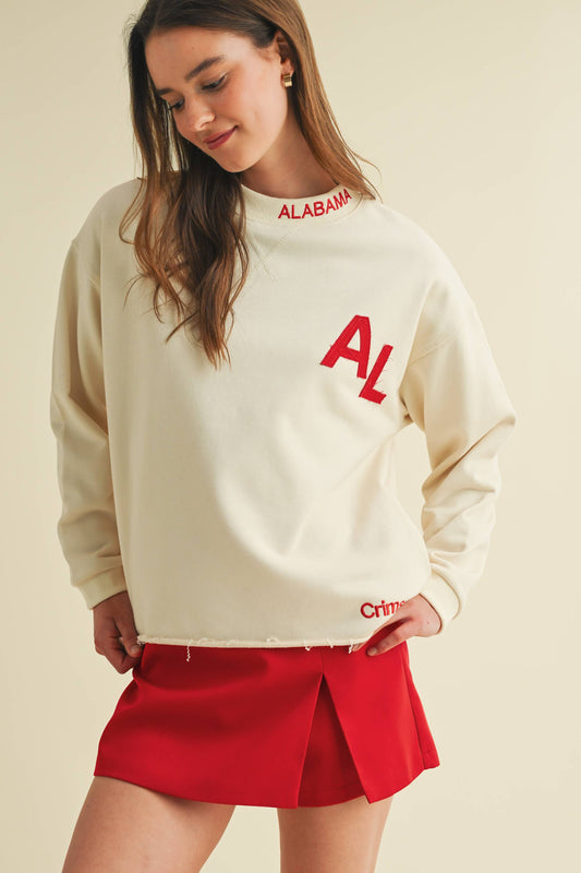 CT15228J-5 - CRIMSON TIDE PRINT PULLOVER SWEATER Cloud Ten