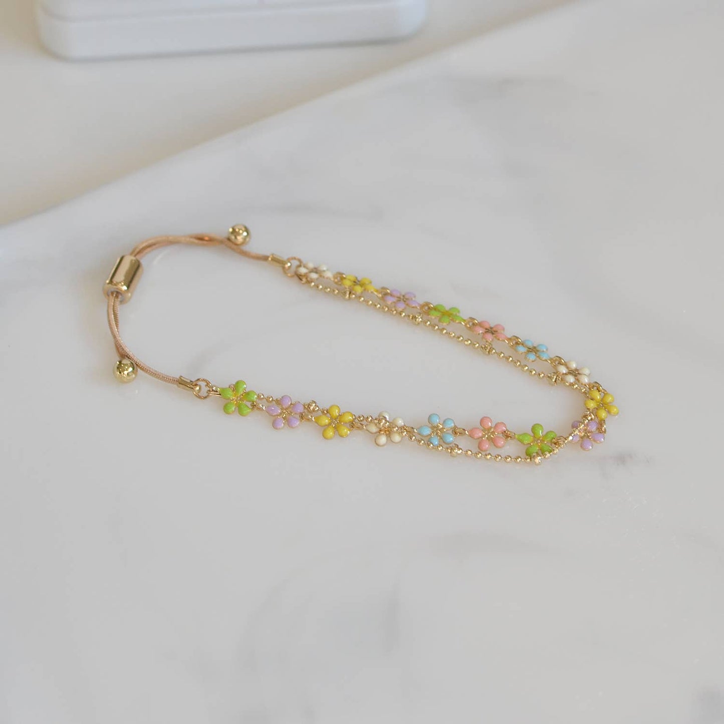 Color Epoxy Enamel Flower Adjustable Chain Bracelets StarryNYC