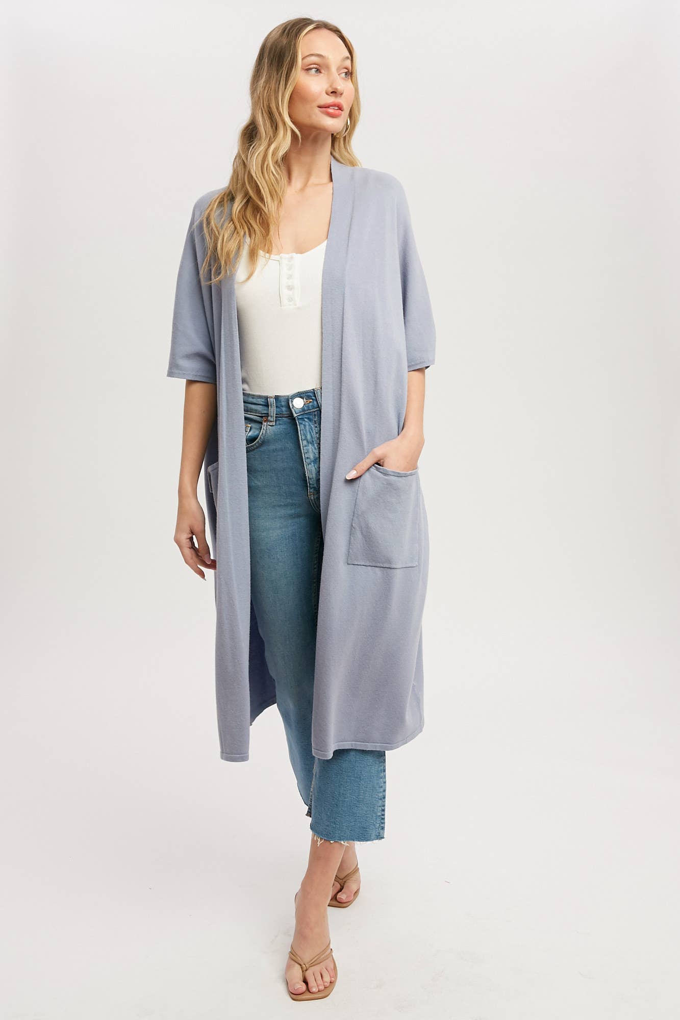 SOFT YARN OVERSIZED 3/4 SLEEVE CARDIGAN Bluivy