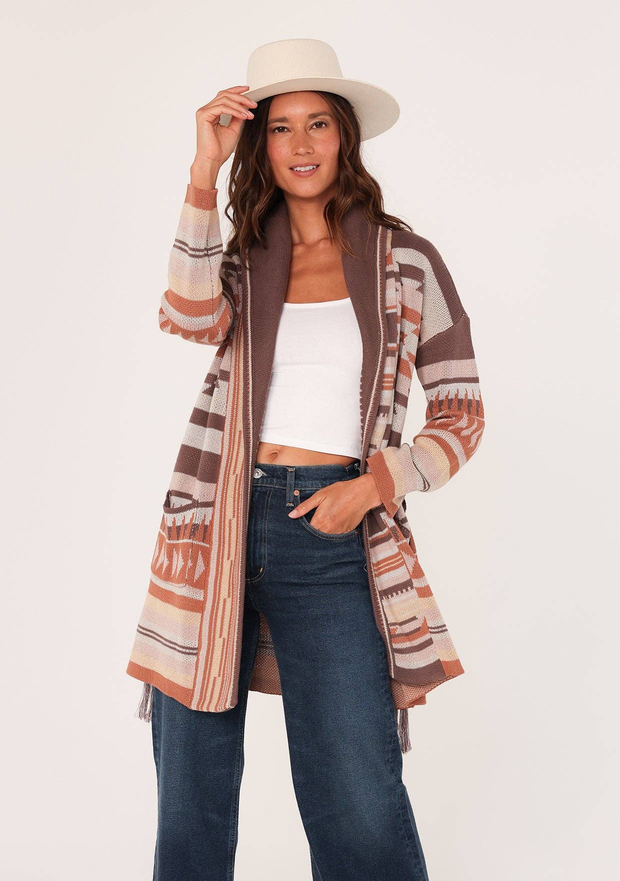 Heritage Jacquard Long Sleeve Wrap Cardigan