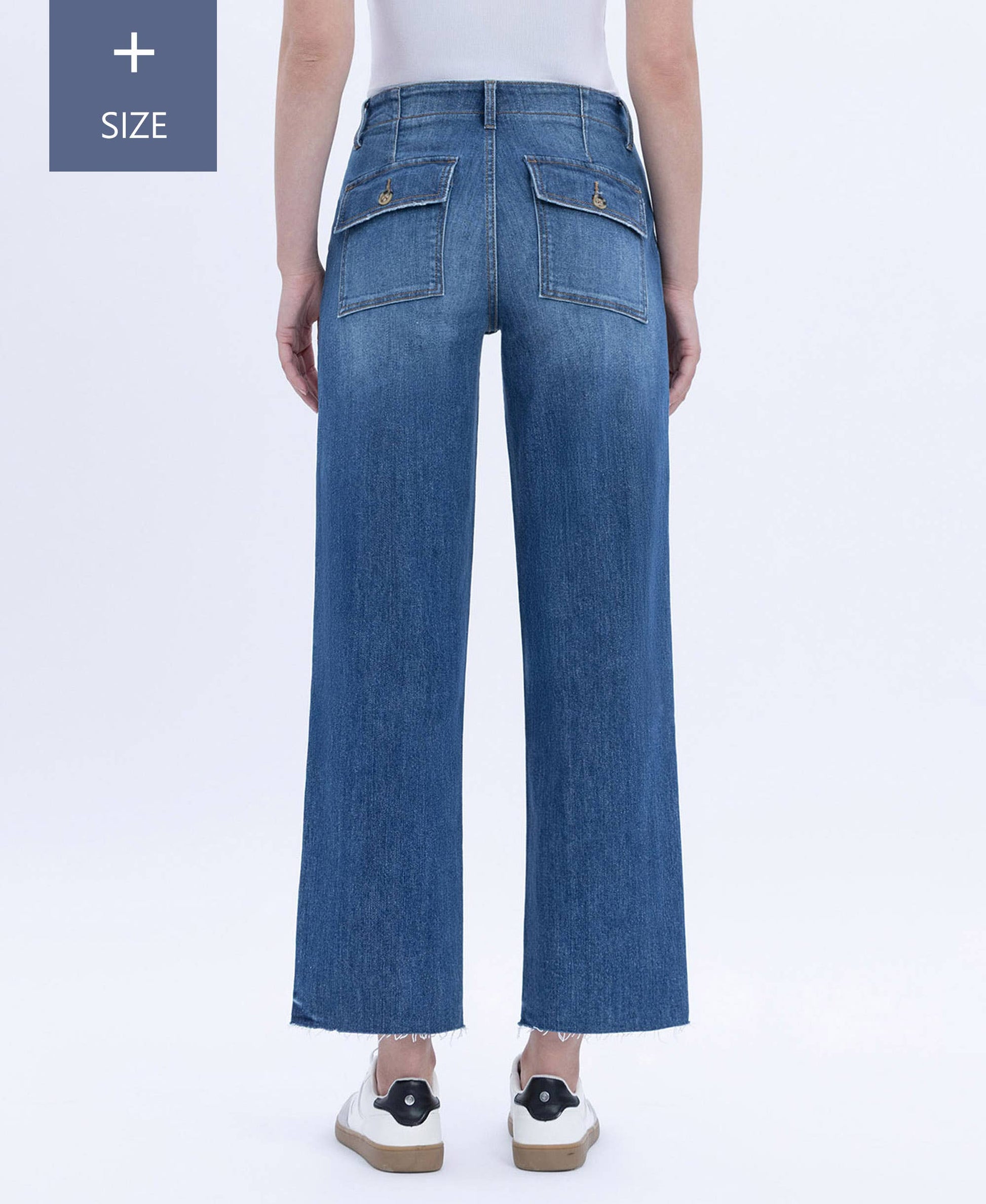 PLUS HIGH RISE CROP UTILITY POCKET STRAIGHT JEANS LV1355-P Lovervet by VERVET