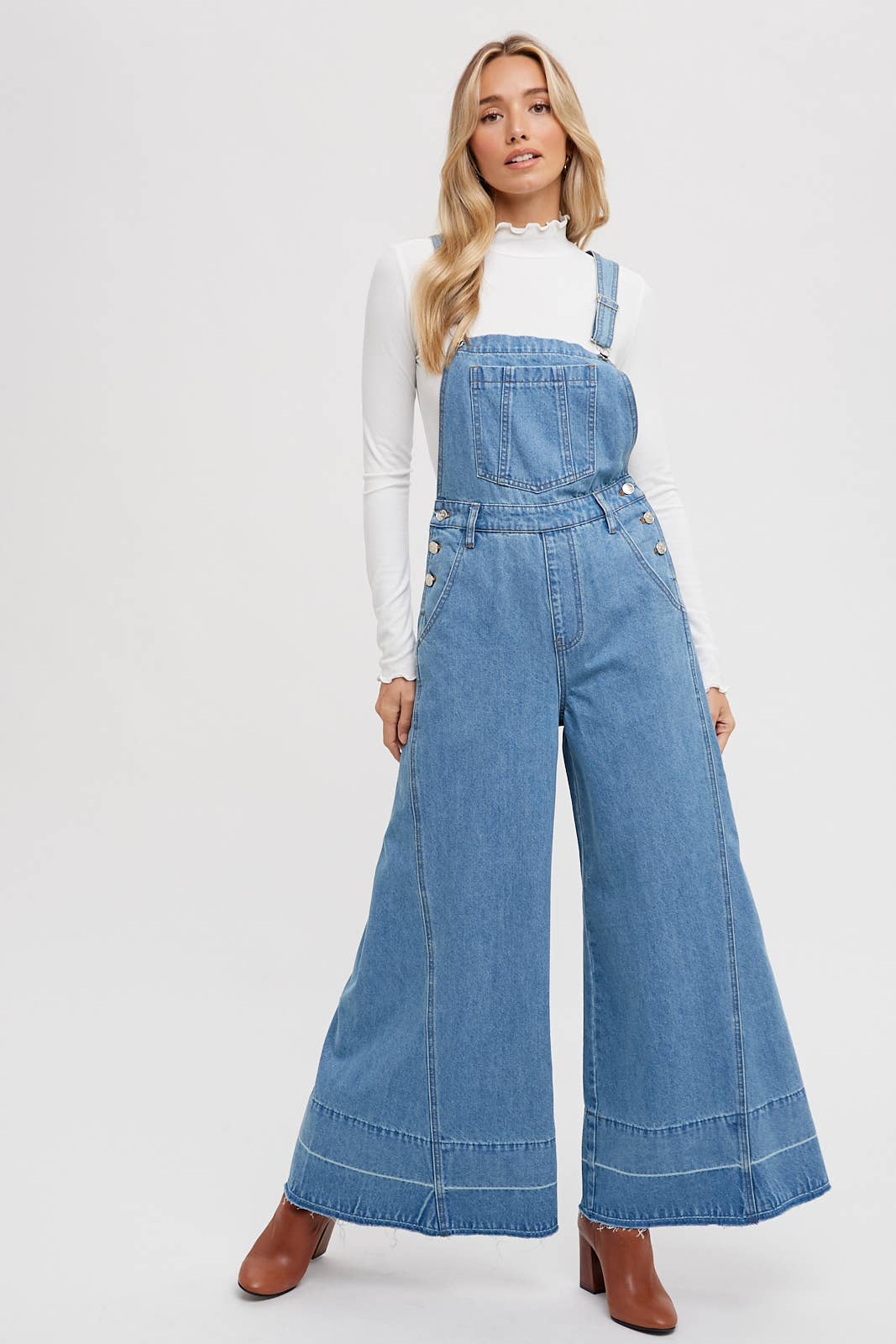 DENIM WIDE LEGS OVERALLS