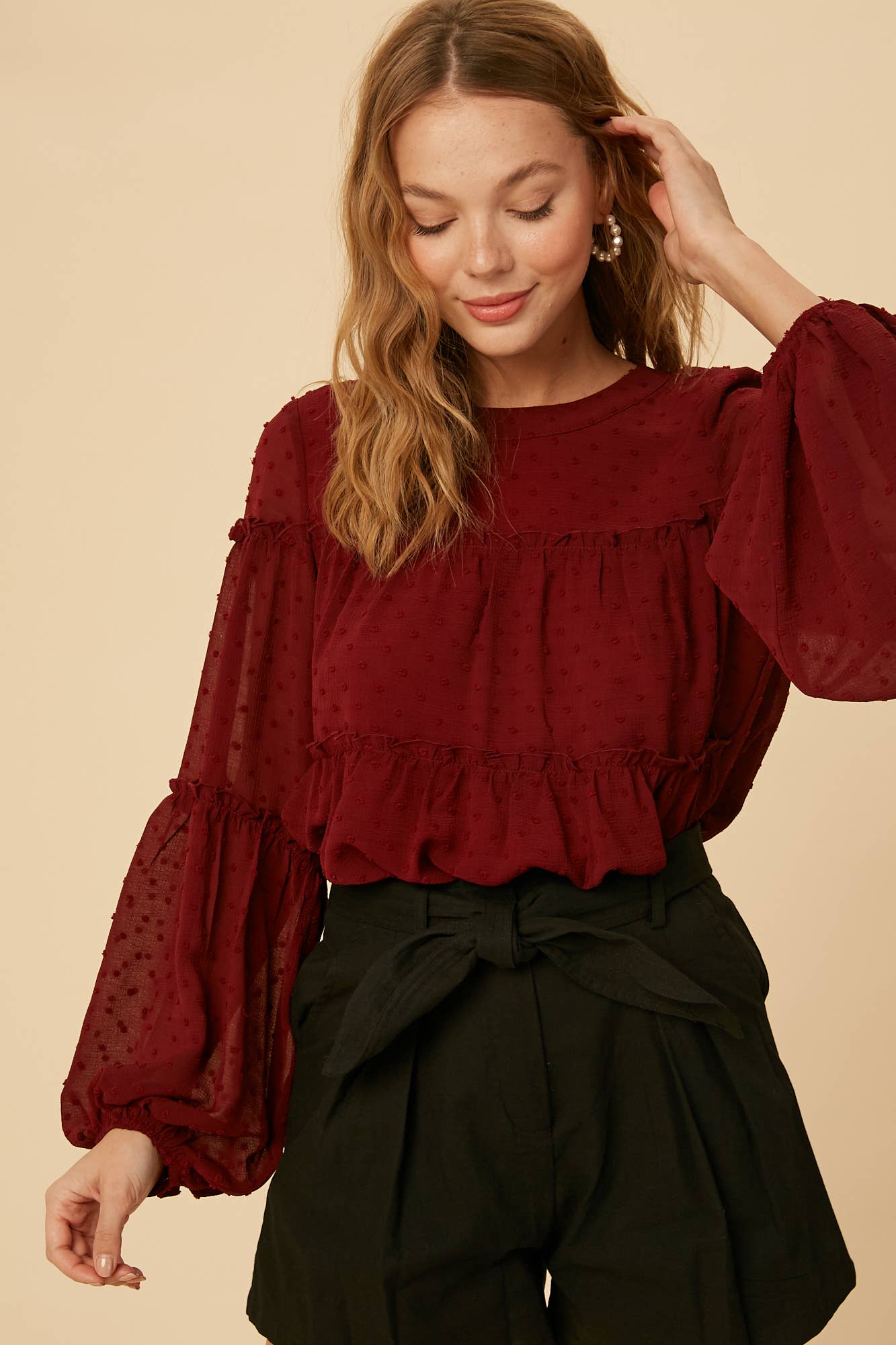 Swiss Dot Ruffle Blouse LT0920 Listicle