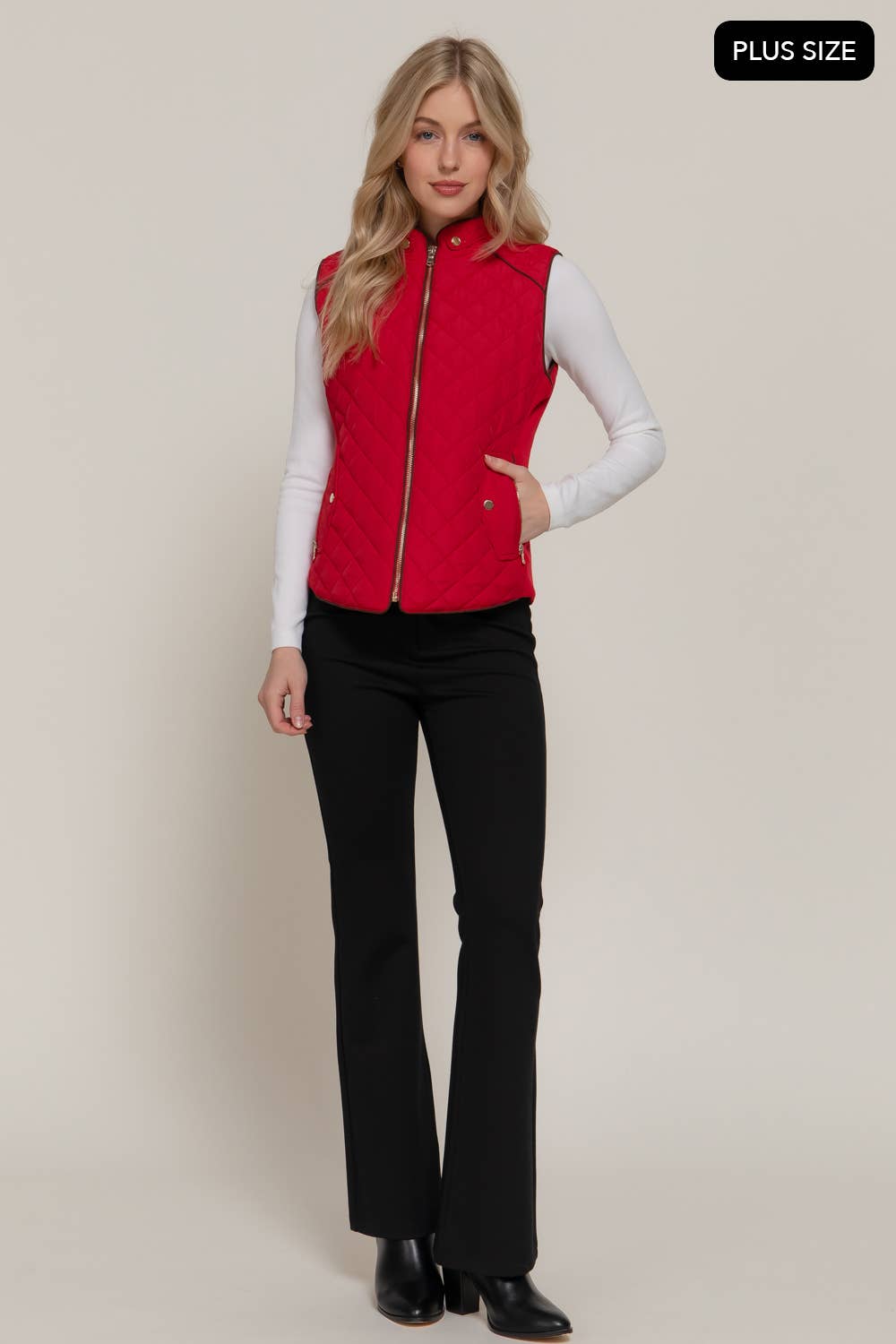 Suede Piping Quilted Padding Vest Active Basic | Active USA