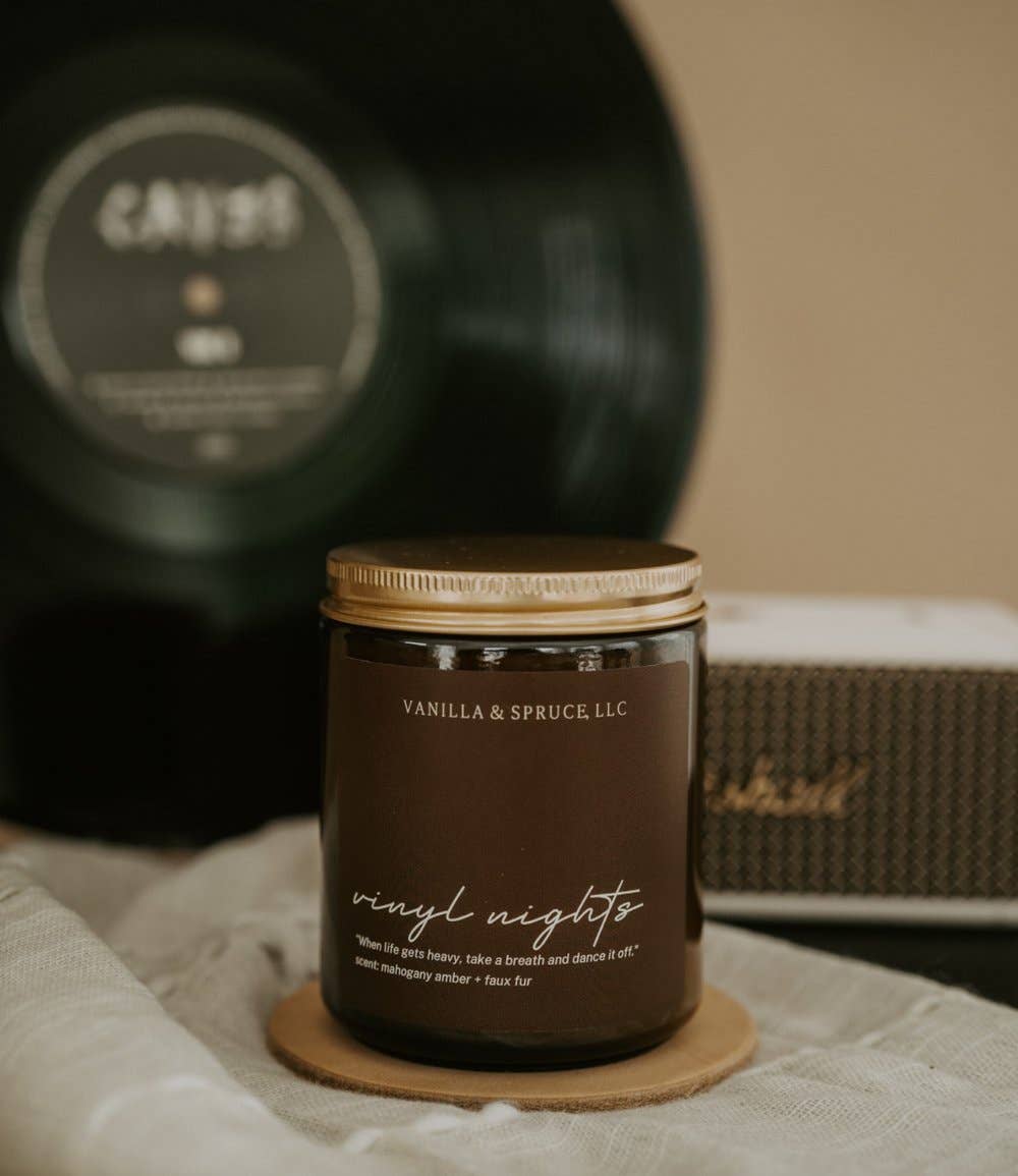 7 oz Candle - Vinyl Nights Vanilla and Spruce, LLC