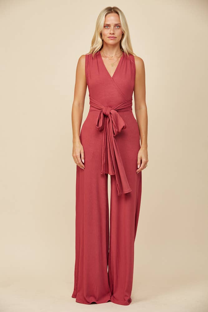 BOHO RIBBED MAGIC MULTIWEAR JUMPSUIT - MARSALA