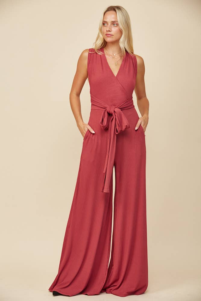 BOHO RIBBED MAGIC MULTIWEAR JUMPSUIT - MARSALA