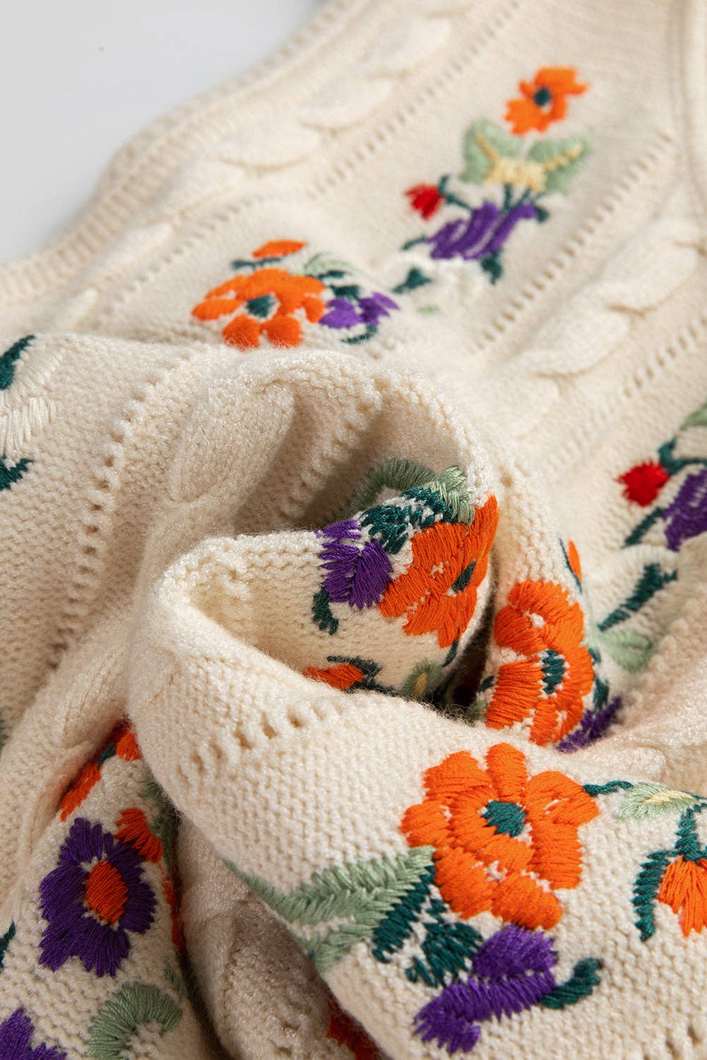 Floral Embroidered Sleeveless Sweater Top LALA LOO