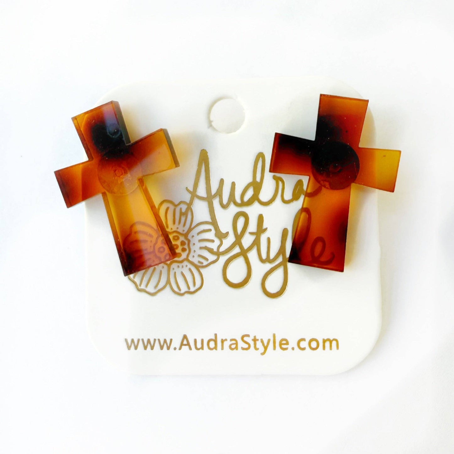 Tortoise Cross Stud - Colorful Earring Audra Style
