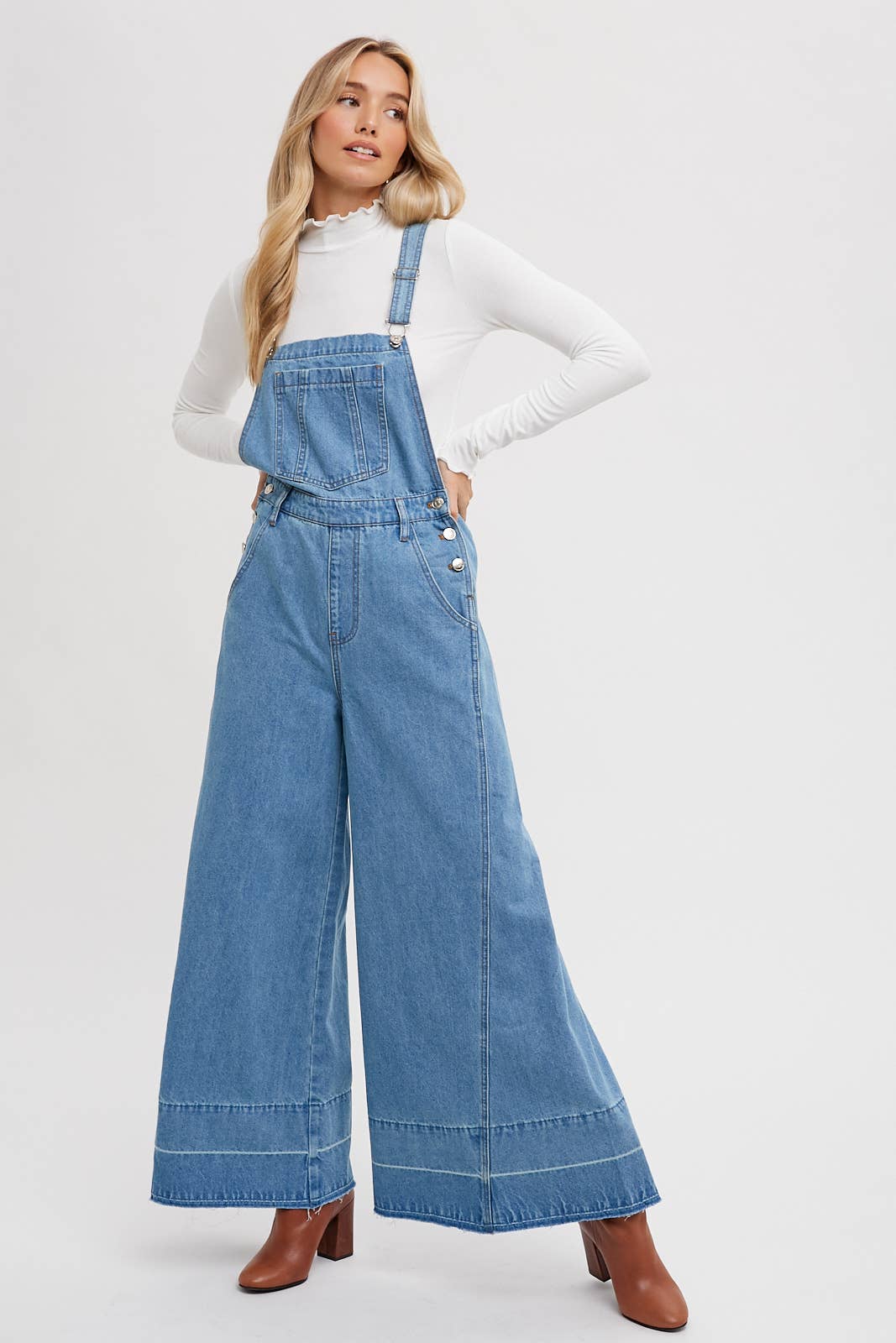 DENIM WIDE LEGS OVERALLS