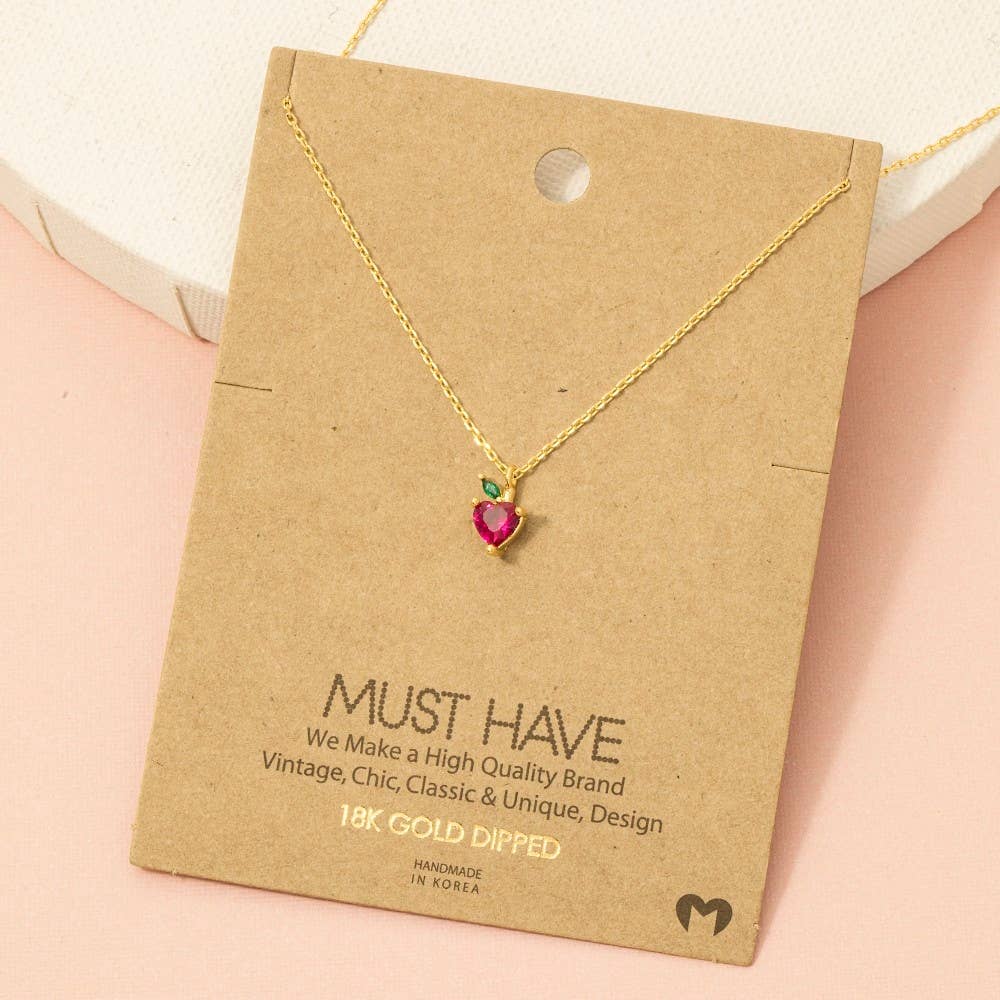 Strawberry Heart Pendant Necklace Fame Accessories