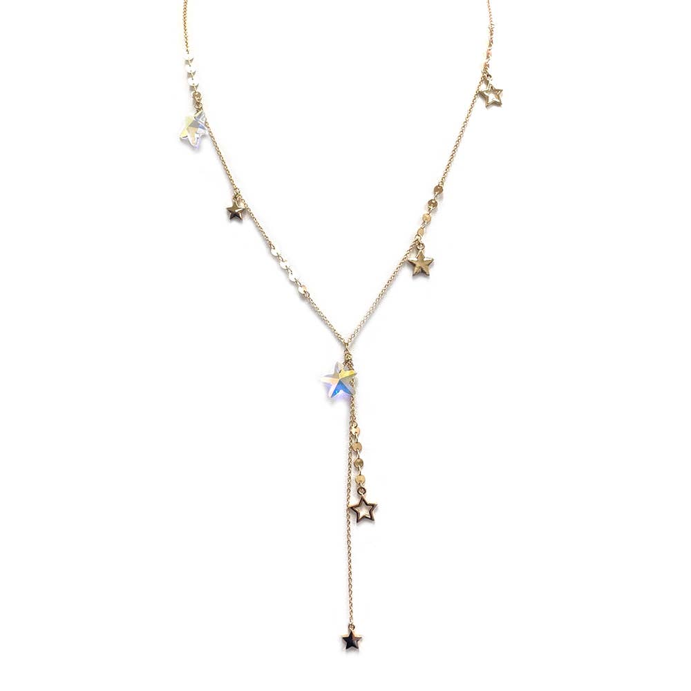Y Shape Long Length with Star Multi Charms Chain Necklace StarryNYC