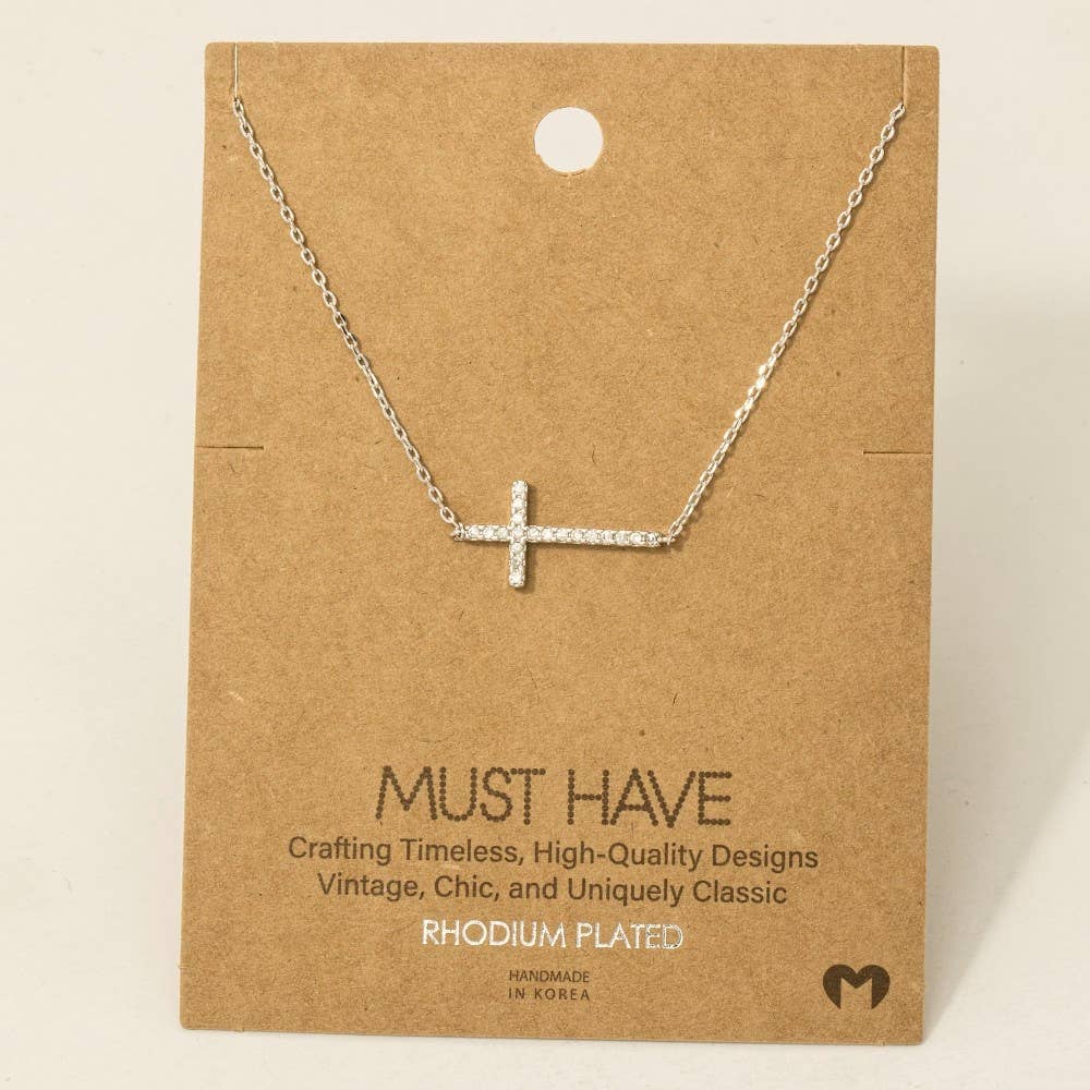 Cross Jewel Pendant Necklace Fame Accessories