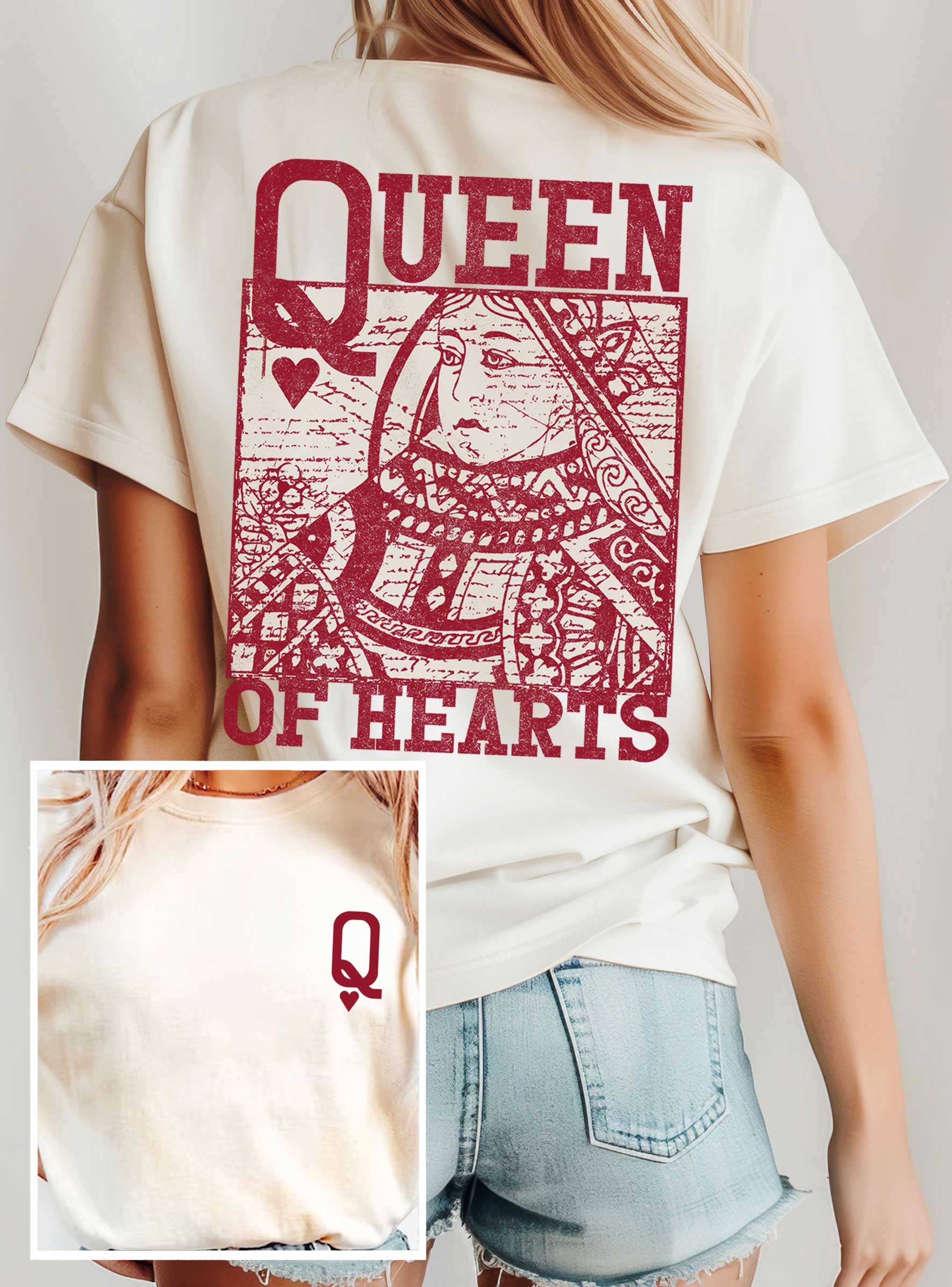 QUEEN OF HEARTS FRONT & BACK GRAPHIC T-SHIRTS Rustee Clothing