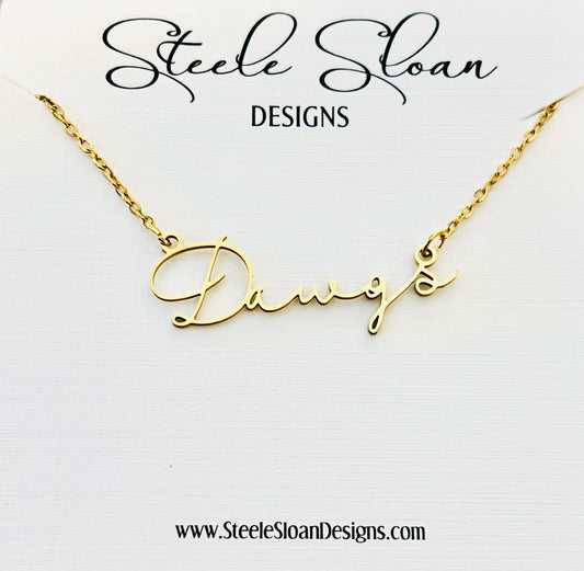 Dawgs Name Necklace - Dawgs Fans -Bulldog Gift Steele Sloan Designs