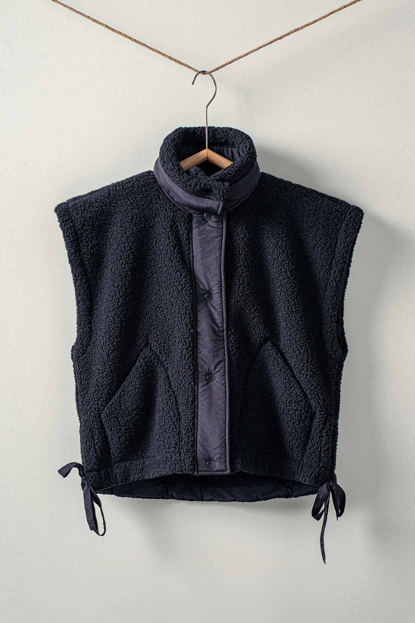 Quilted Collar Boxy Sherpa Vest Urban Daizy